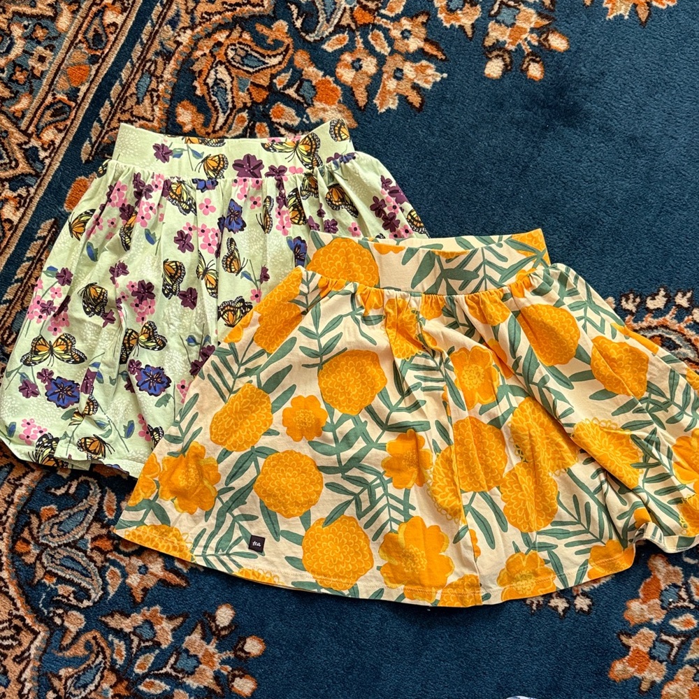 EUC Tea Collection Kids Floral Skirt Set - sz 8